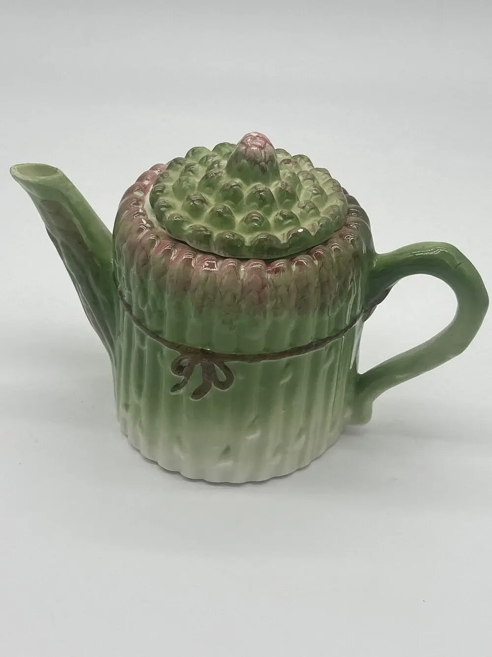 Vintage Wang’s International Asparagus Ceramic Teapot Taiwan Cottagecore Green